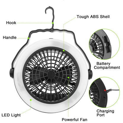 2-in-1 Outdoor Battery/USB Operated Portable Camping LED Fan DailySale