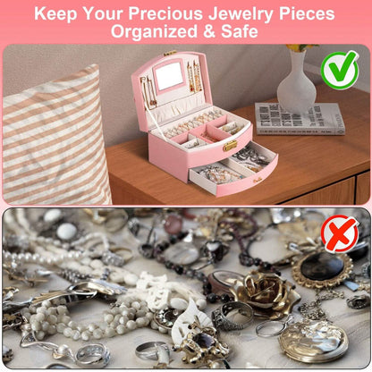 2-Layer Lockable Leather Jewelry Box DailySale