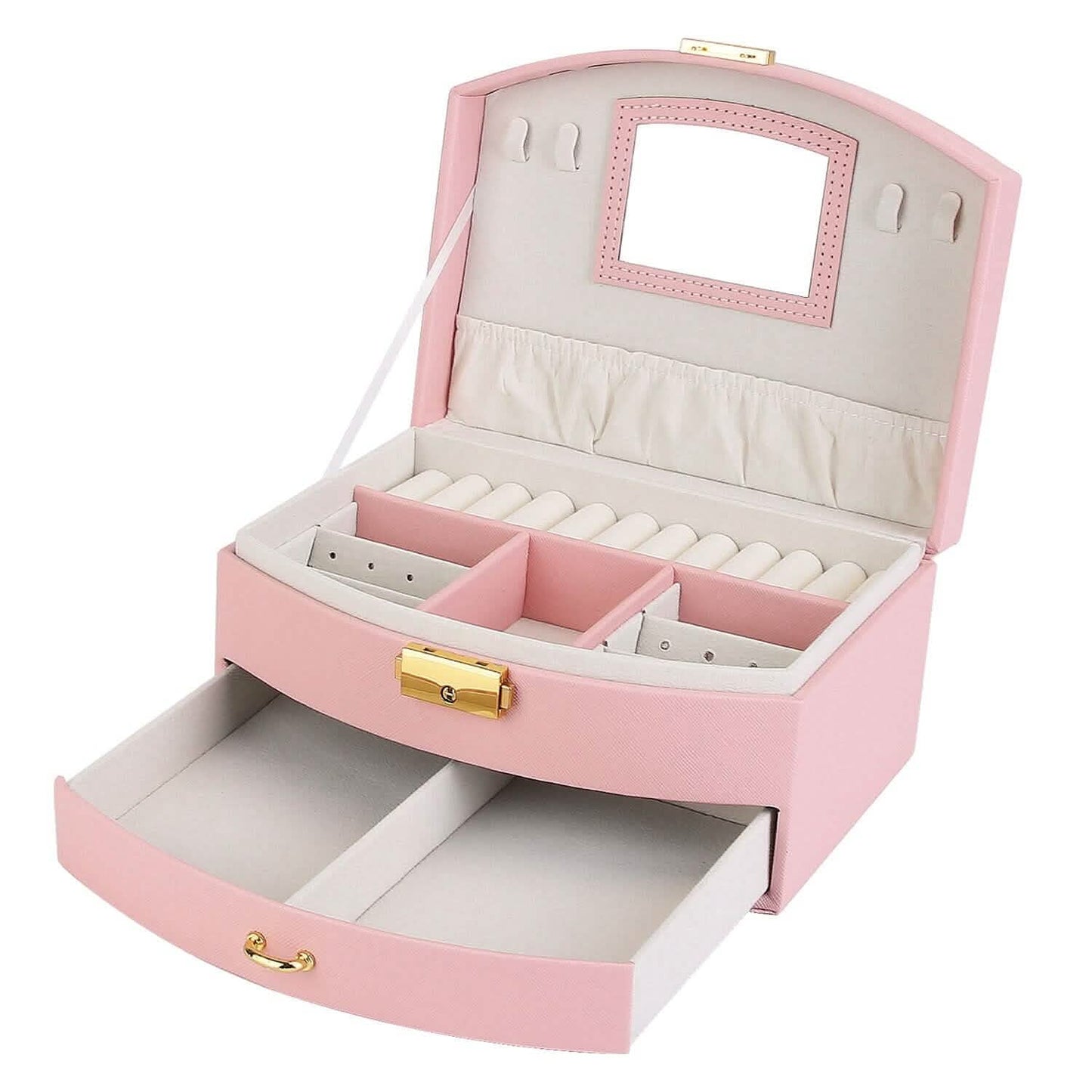 2-Layer Lockable Leather Jewelry Box DailySale