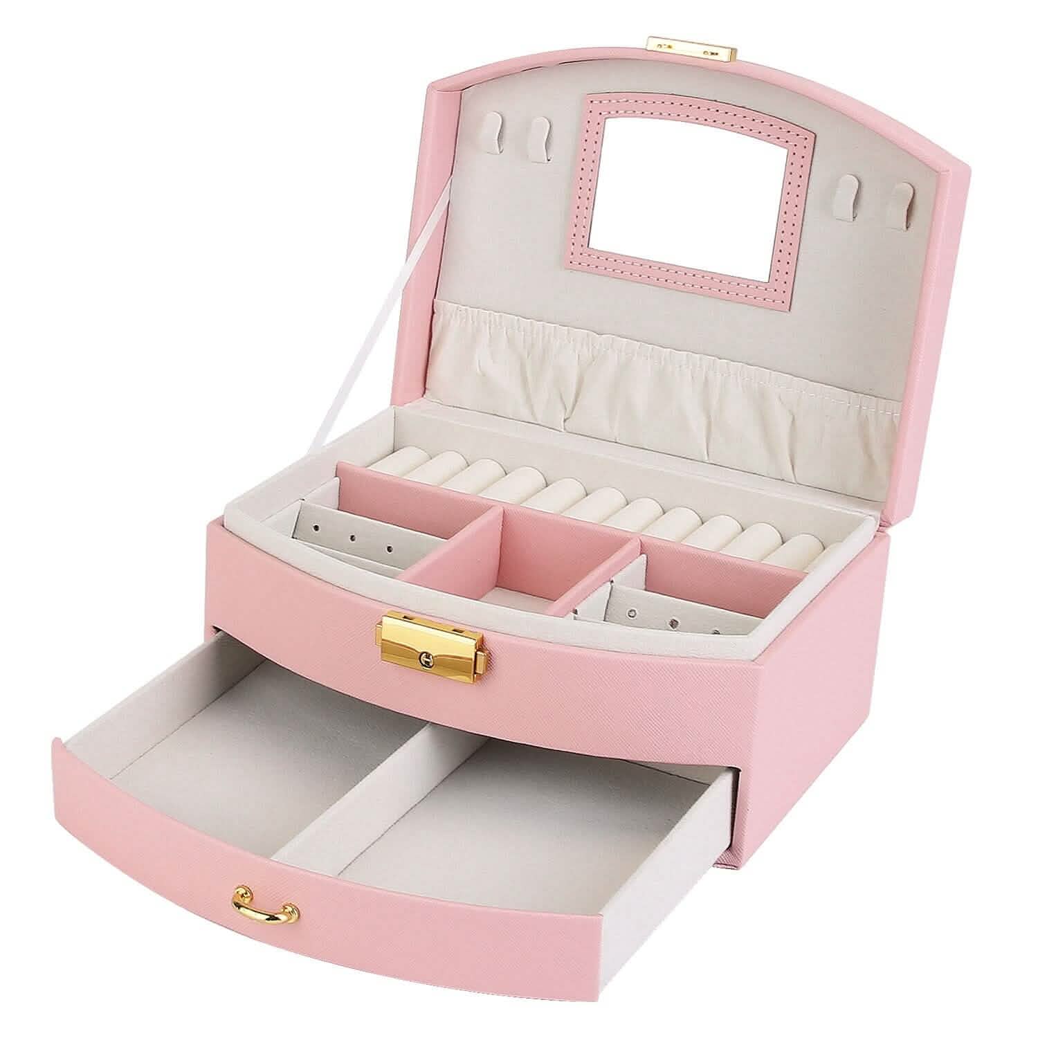 2-Layer Lockable Leather Jewelry Box DailySale