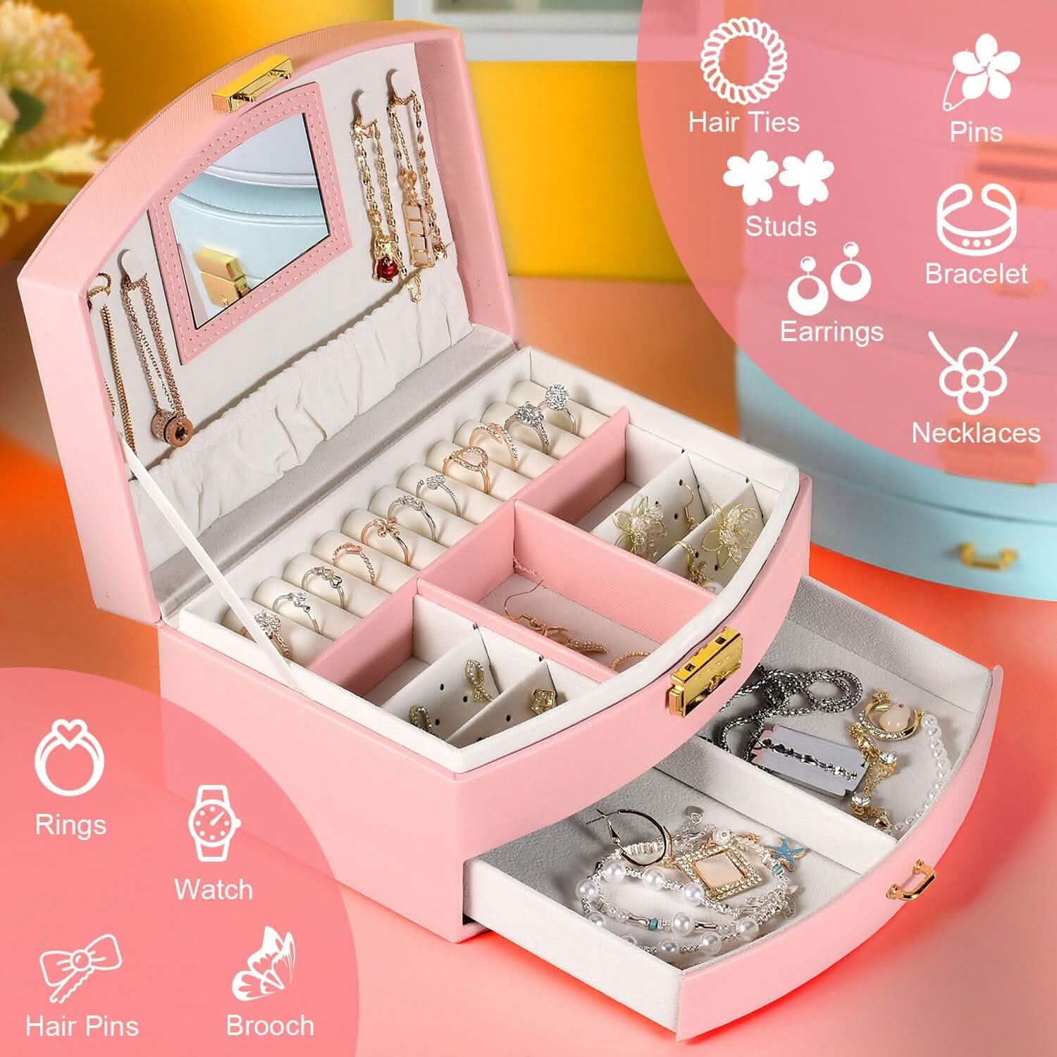 2-Layer Lockable Leather Jewelry Box DailySale