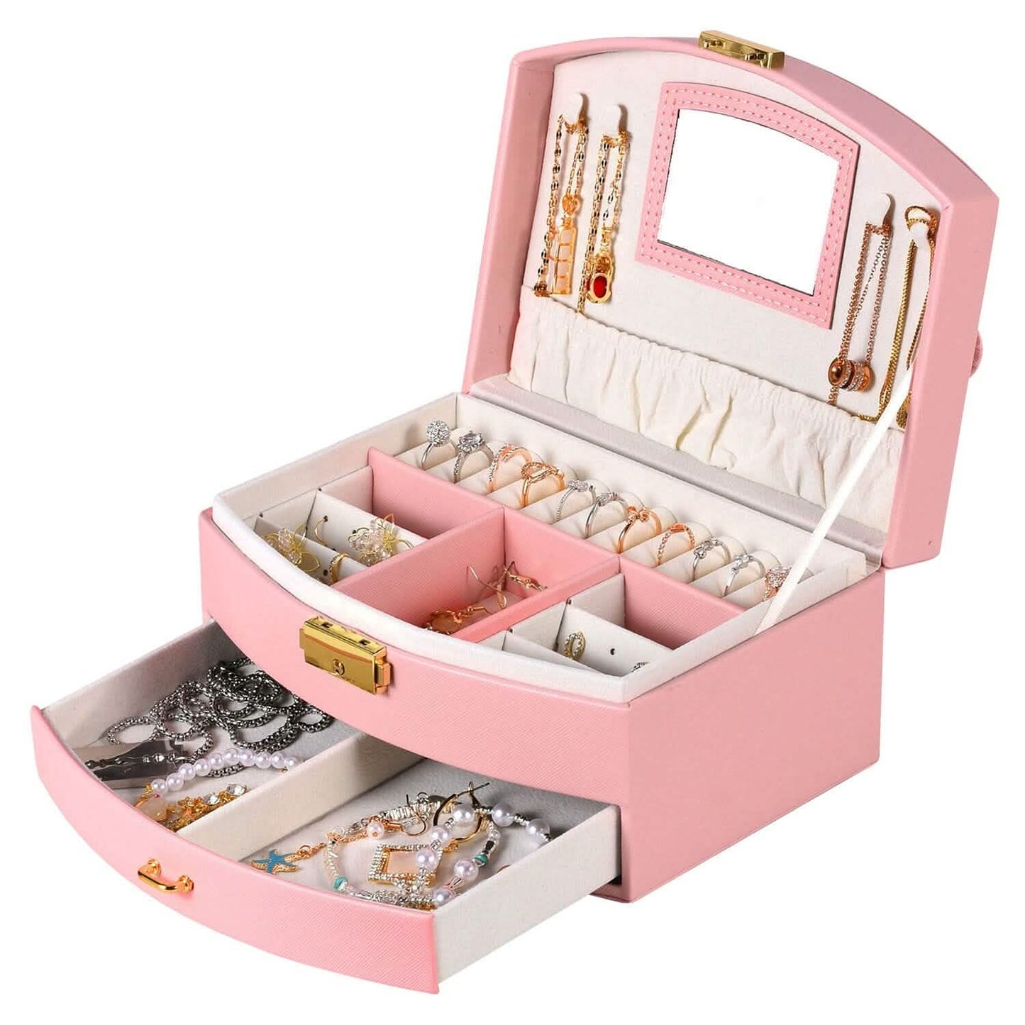 2-Layer Lockable Leather Jewelry Box DailySale