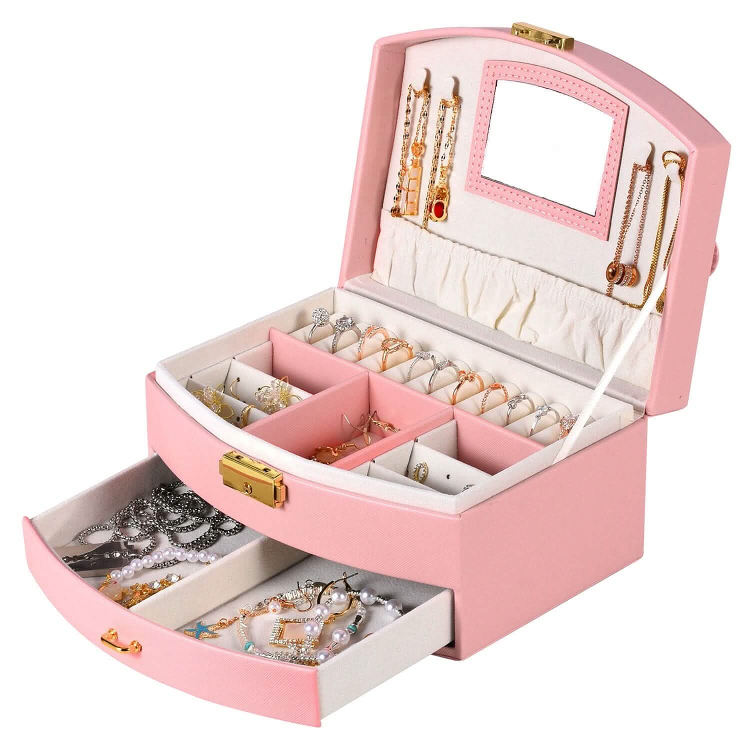 2-Layer Lockable Leather Jewelry Box DailySale