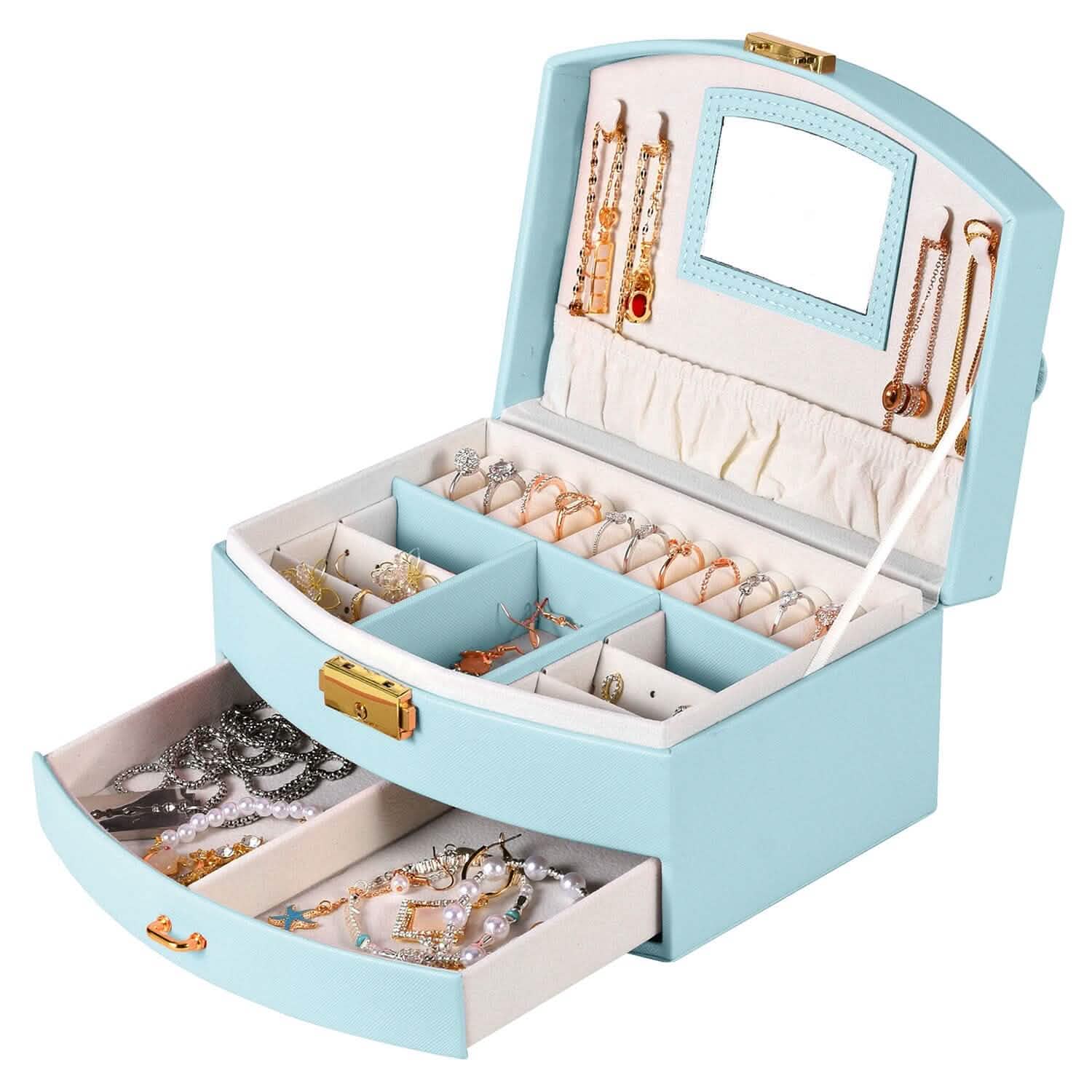 2-Layer Lockable Leather Jewelry Box DailySale