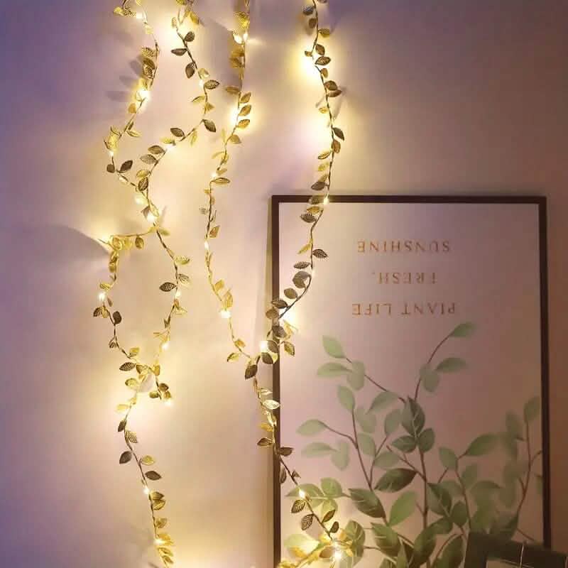 2 Meter 20 LED Simulation Golden Leaf Decoration String Lights DailySale