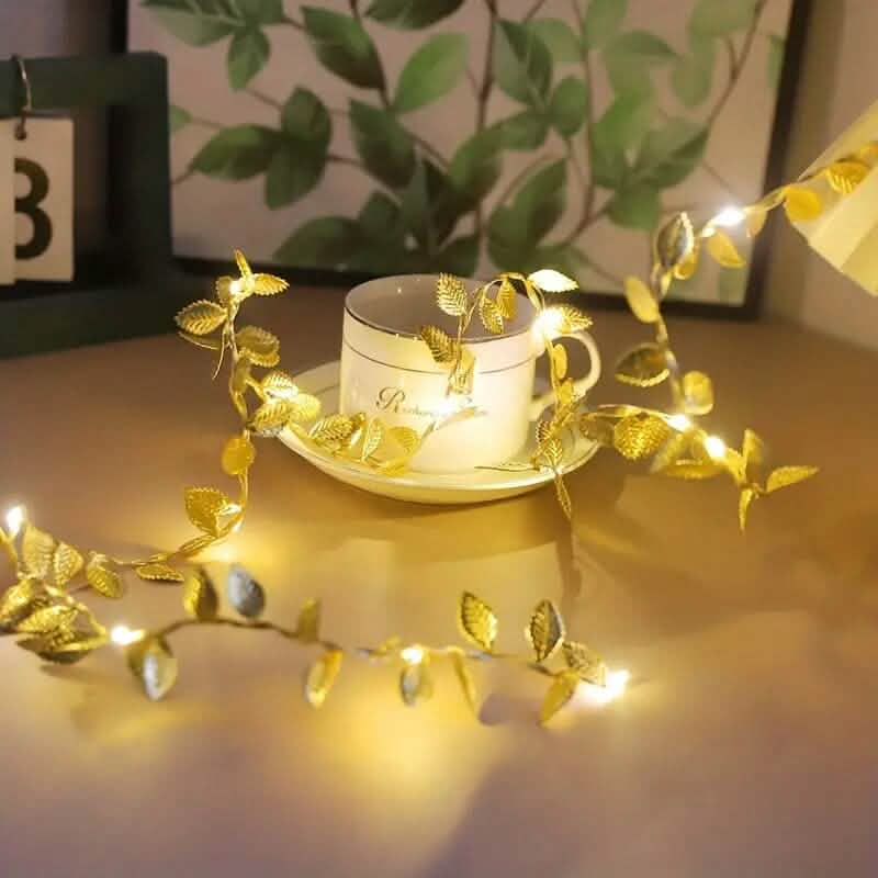 2 Meter 20 LED Simulation Golden Leaf Decoration String Lights DailySale