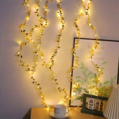 2 Meter 20 LED Simulation Golden Leaf Decoration String Lights DailySale