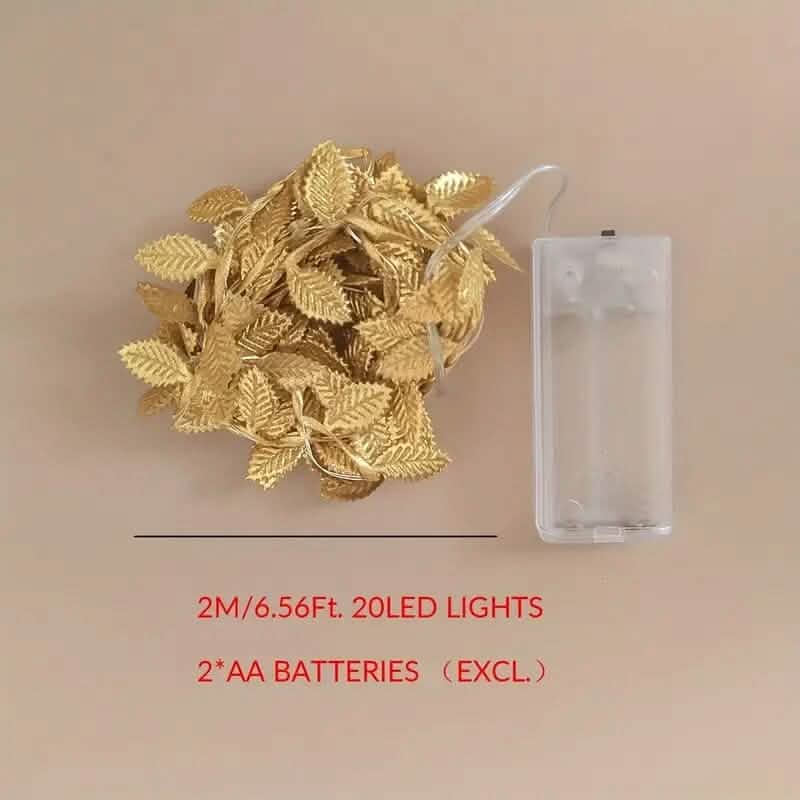 2 Meter 20 LED Simulation Golden Leaf Decoration String Lights DailySale