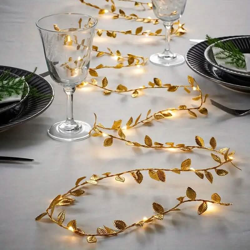 2 Meter 20 LED Simulation Golden Leaf Decoration String Lights DailySale
