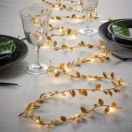 2 Meter 20 LED Simulation Golden Leaf Decoration String Lights DailySale