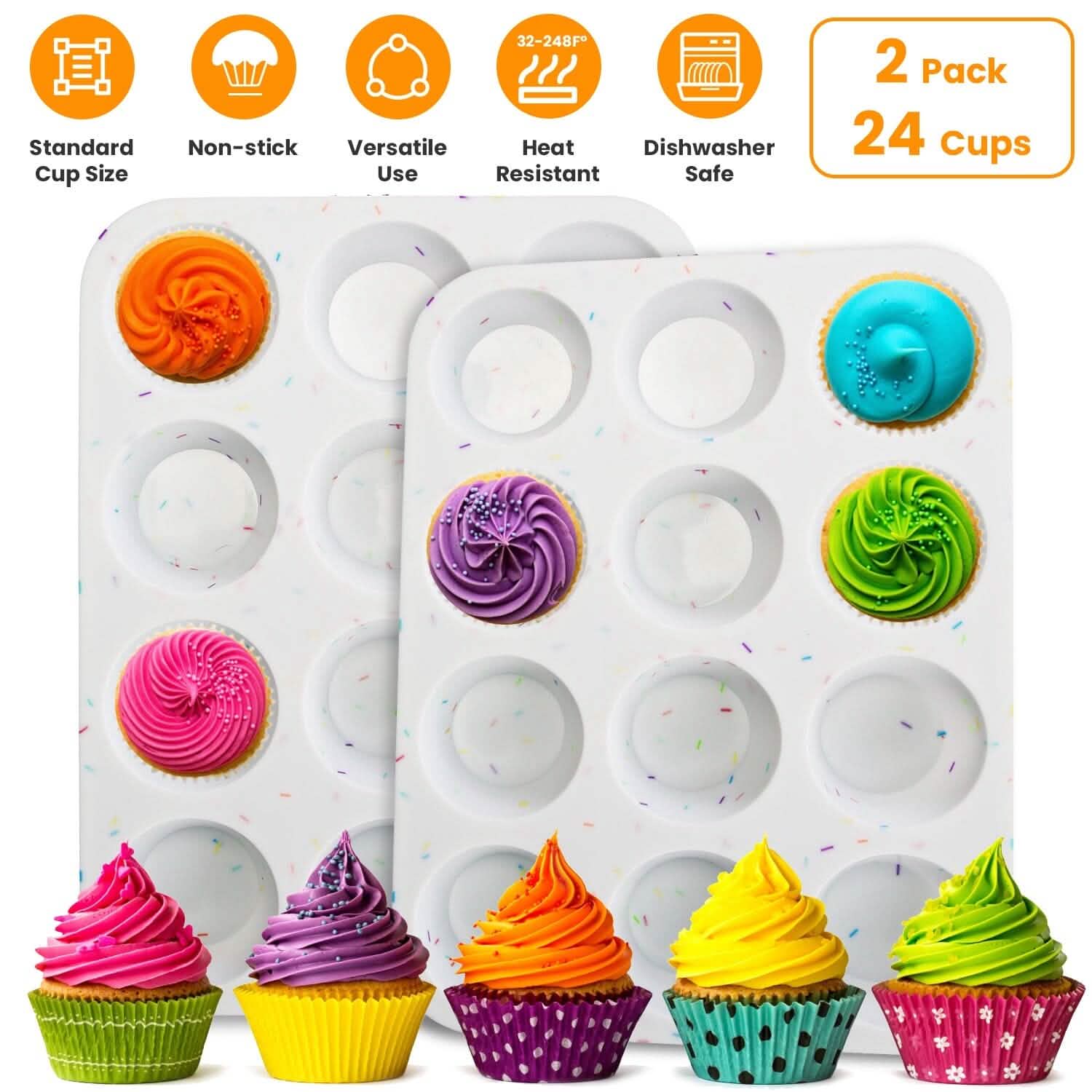 2-Pack: 12 Cups Silicone Muffin Nonstick Pans DailySale
