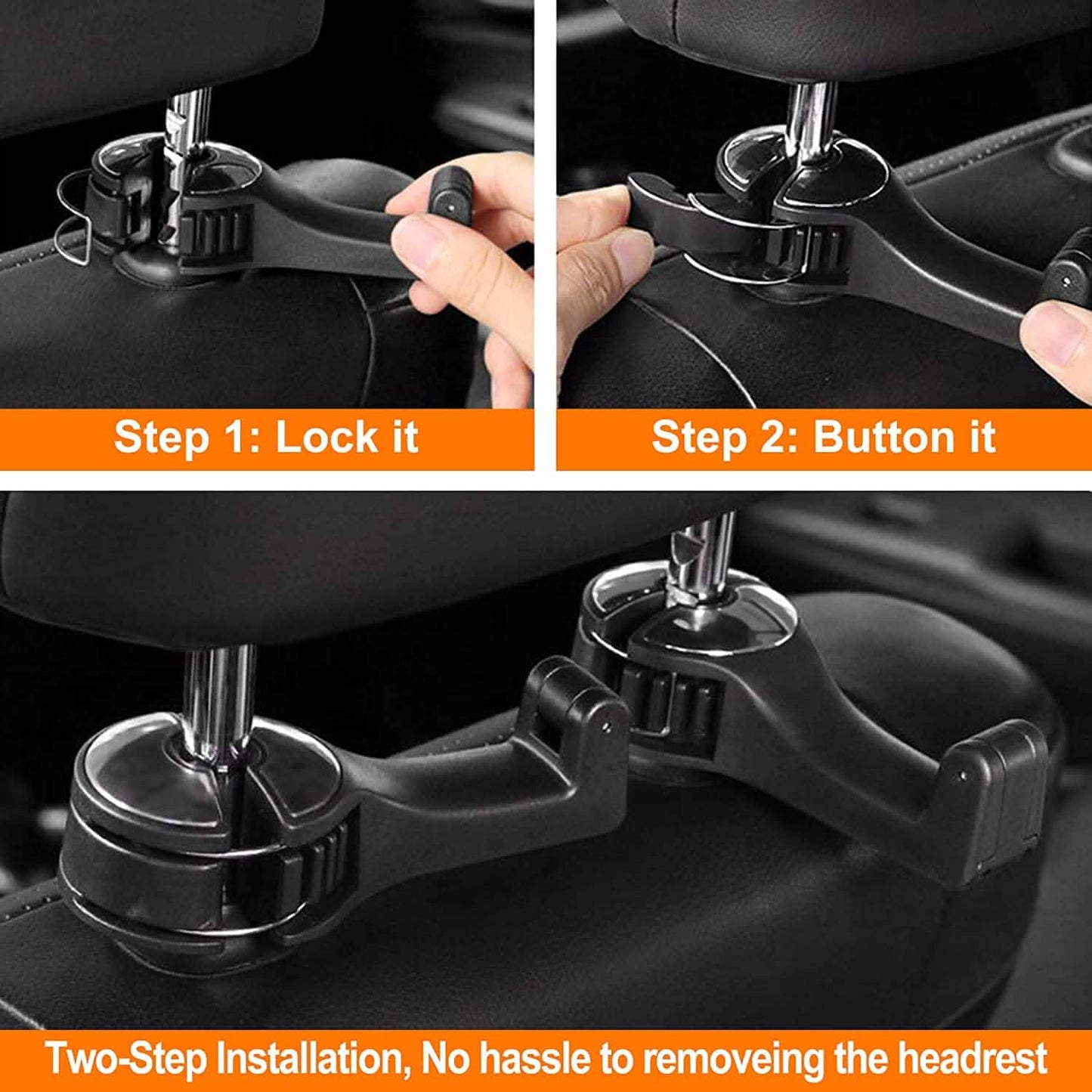 2-Pack: 2-in-1 Car Seat Hooks for Purses and Bags with Phone Holder DailySale