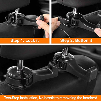 2-Pack: 2-in-1 Car Seat Hooks for Purses and Bags with Phone Holder DailySale