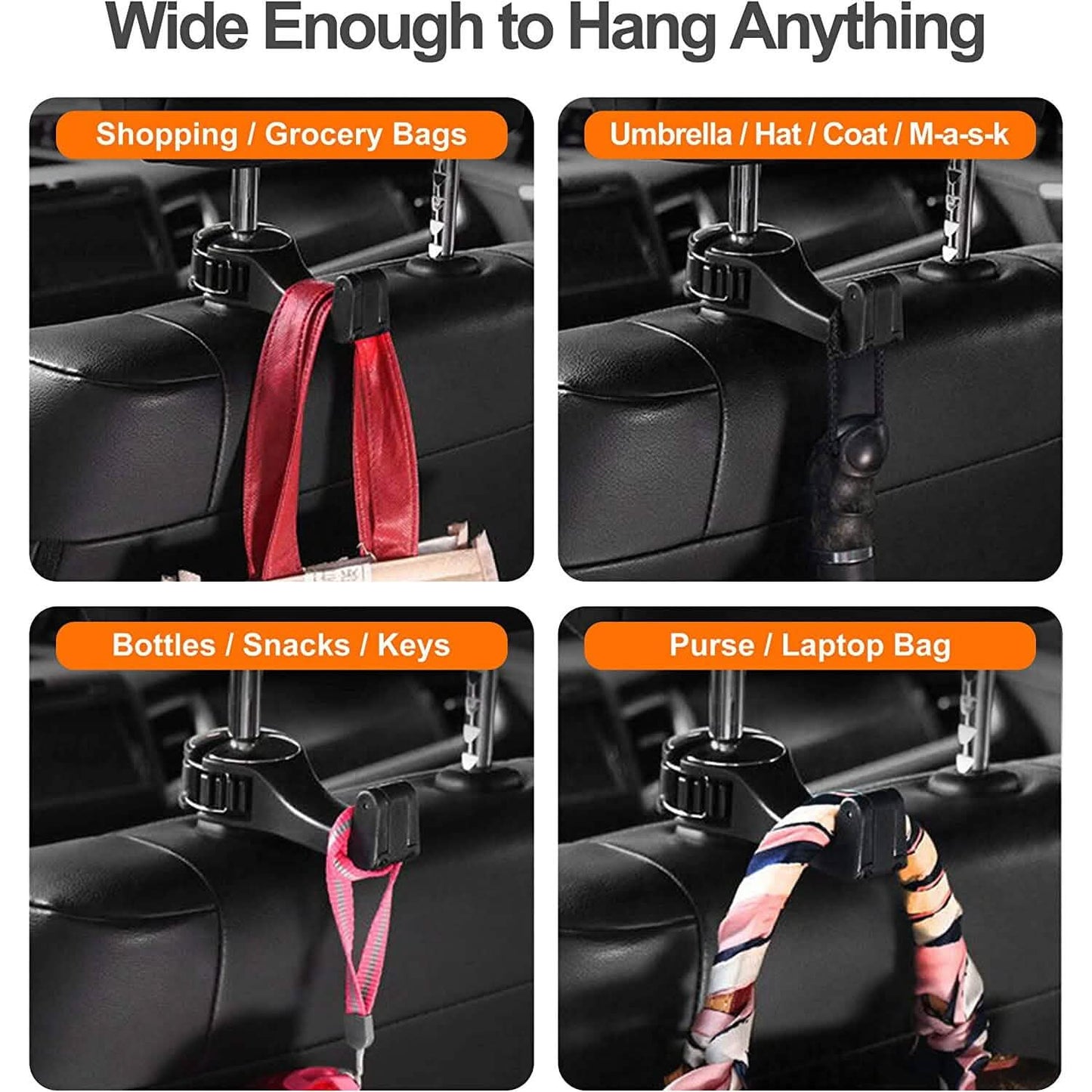 2-Pack: 2-in-1 Car Seat Hooks for Purses and Bags with Phone Holder DailySale