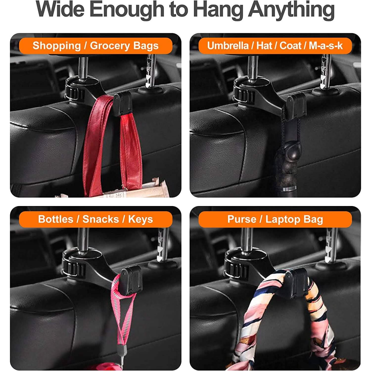 2-Pack: 2-in-1 Car Seat Hooks for Purses and Bags with Phone Holder DailySale