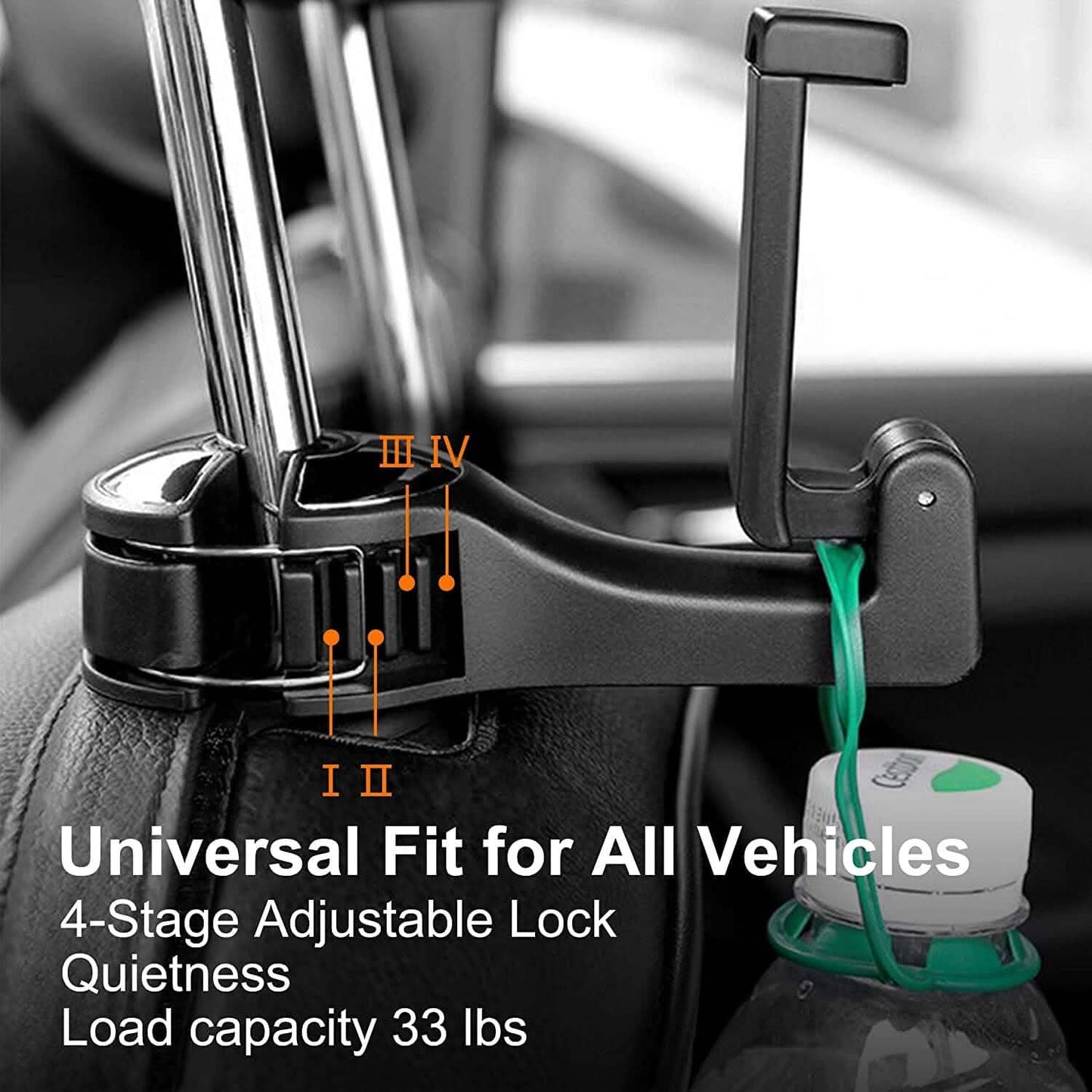 2-Pack: 2-in-1 Car Seat Hooks for Purses and Bags with Phone Holder DailySale