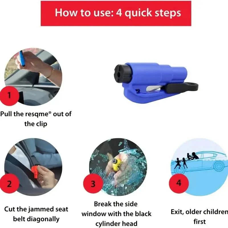 2-Pack: 2-in-1 Emergency Car Escape Tool: Safety Belt Cutter, Metal Safety Hammer & Window Breaker DailySale