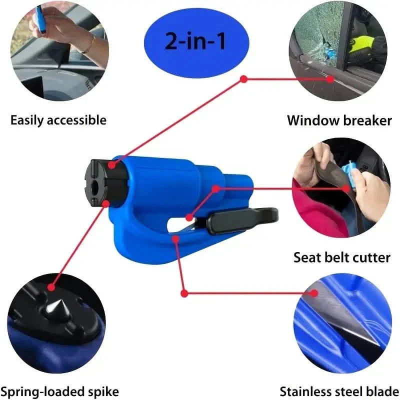 2-Pack: 2-in-1 Emergency Car Escape Tool: Safety Belt Cutter, Metal Safety Hammer & Window Breaker DailySale