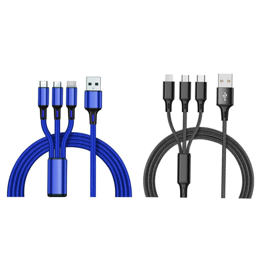 2-Pack: 3-in-1 Nylon Braided 4FT 3A Charging Cable DailySale
