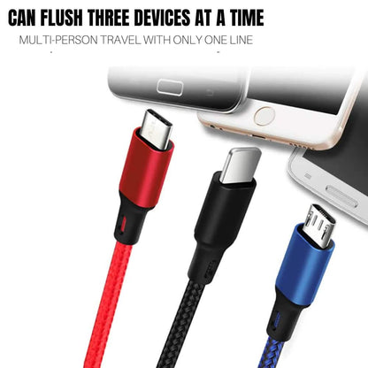 2-Pack: 3-in-1 Nylon Braided 4FT 3A Charging Cable DailySale