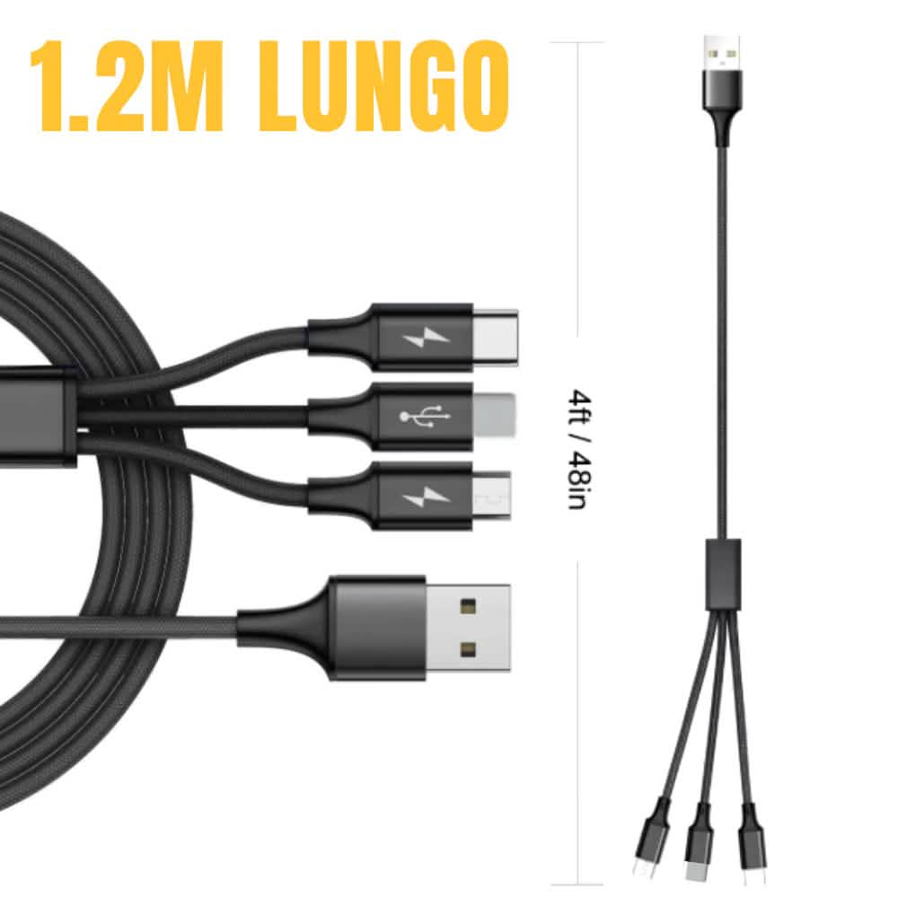 2-Pack: 3-in-1 Nylon Braided 4FT 3A Charging Cable DailySale