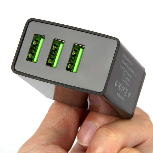 2-Pack: 3 Port LED Fast Quick Charge QC 3.0 USB Hub Display Wall Charger Adapter US Plug DailySale