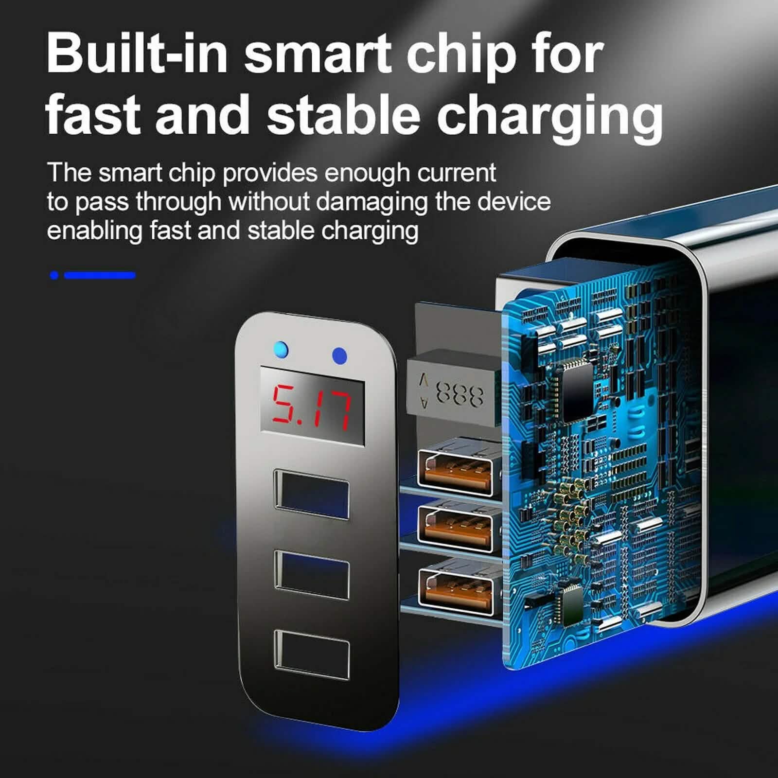 2-Pack: 3 Port LED Fast Quick Charge QC 3.0 USB Hub Display Wall Charger Adapter US Plug DailySale