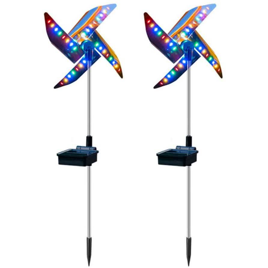 2-Pack: 32LED Outdoor Solar Ground Light Garden Lawn Waterproof Windmill Lamp DailySale