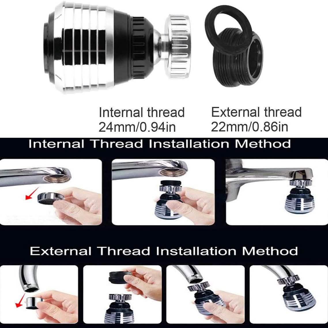 2-Pack: 360 Degree Swivel Faucet Aerator Deluxe Water Saving Faucet Sprayer DailySale