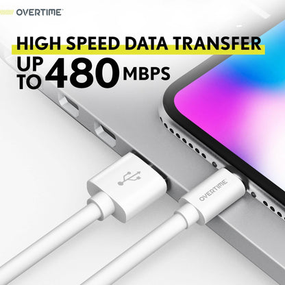 2-Pack: 4 Ft. White Overtime Apple MFi Certified Lightning USB Cable DailySale