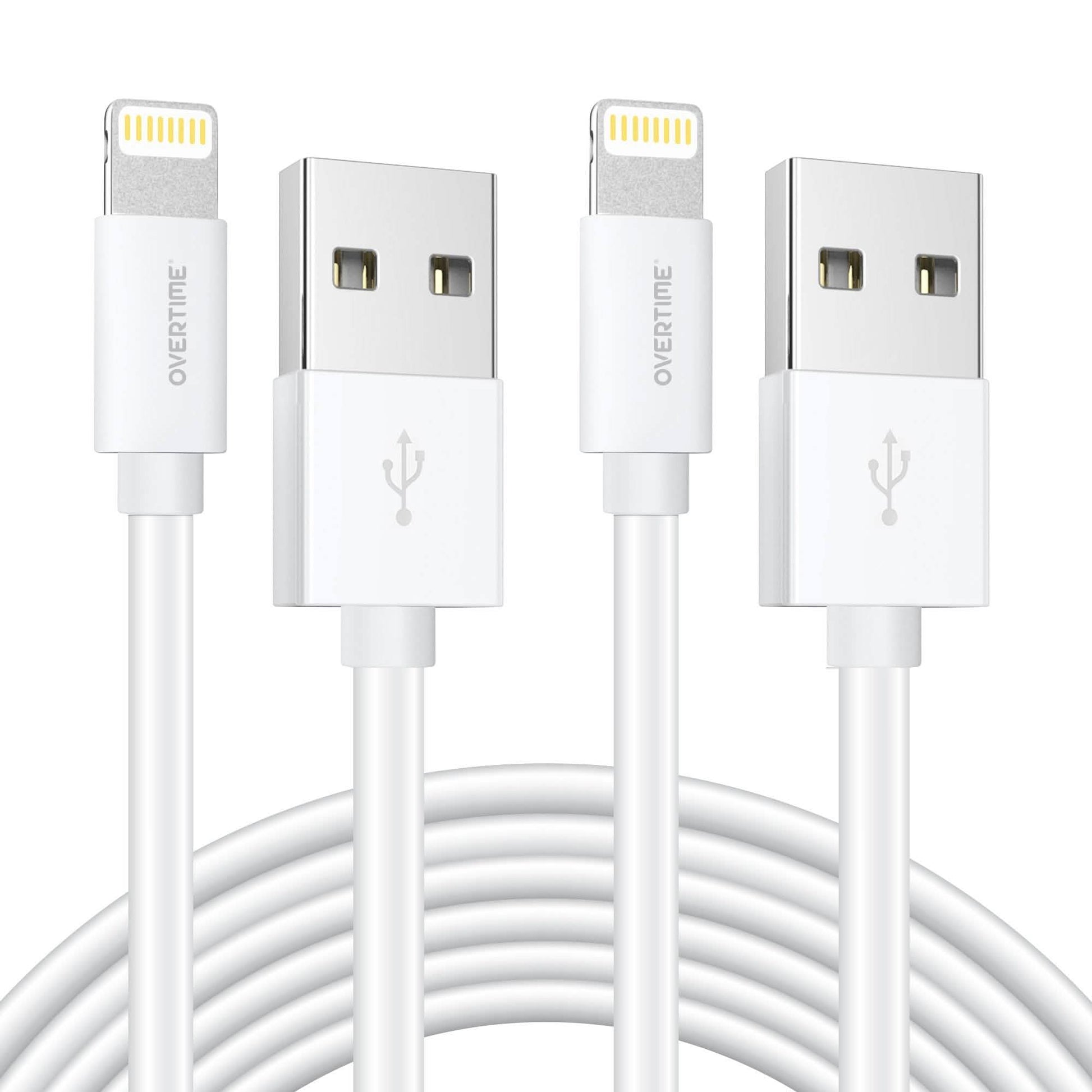 2-Pack: 4 Ft. White Overtime Apple MFi Certified Lightning USB Cable DailySale