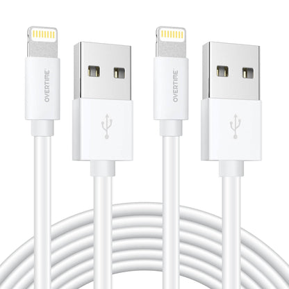 2-Pack: 4 Ft. White Overtime Apple MFi Certified Lightning USB Cable DailySale