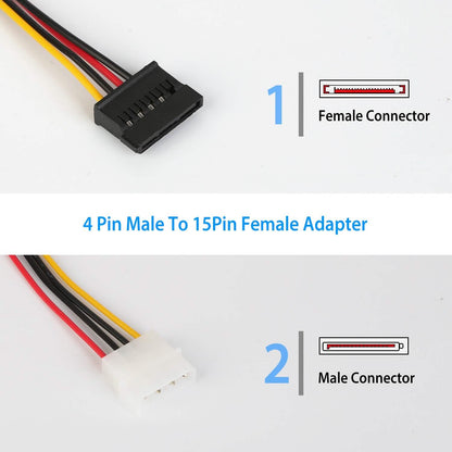 2-Pack: 4 Pin Male To 15Pin Female Data Cable Adapter DailySale