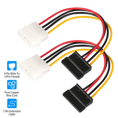2-Pack: 4 Pin Male To 15Pin Female Data Cable Adapter DailySale