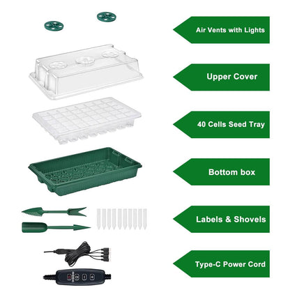 2-Pack: 40 Cell Seed Starting Tray Plant Grow Light with 4 Adjustable Brightness DailySale