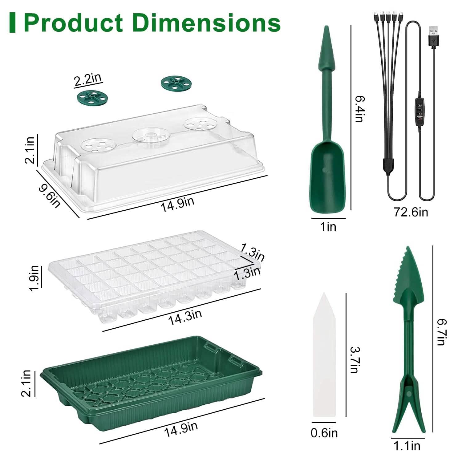 2-Pack: 40 Cell Seed Starting Tray Plant Grow Light with 4 Adjustable Brightness DailySale