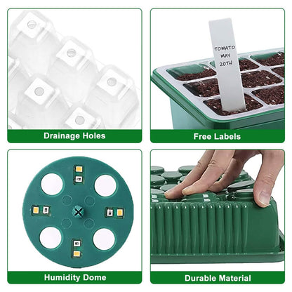 2-Pack: 40 Cell Seed Starting Tray Plant Grow Light with 4 Adjustable Brightness DailySale