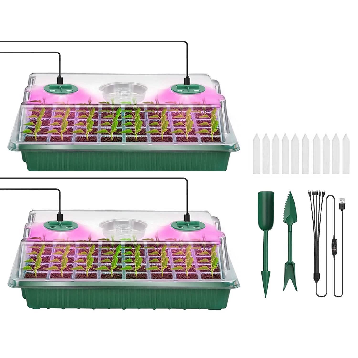 2-Pack: 40 Cell Seed Starting Tray Plant Grow Light with 4 Adjustable Brightness DailySale