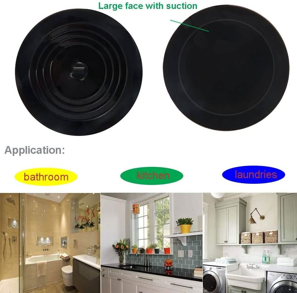 2-Pack: 6" Large Silicone Drain Plug Hair Stopper Flat Suction Cover DailySale