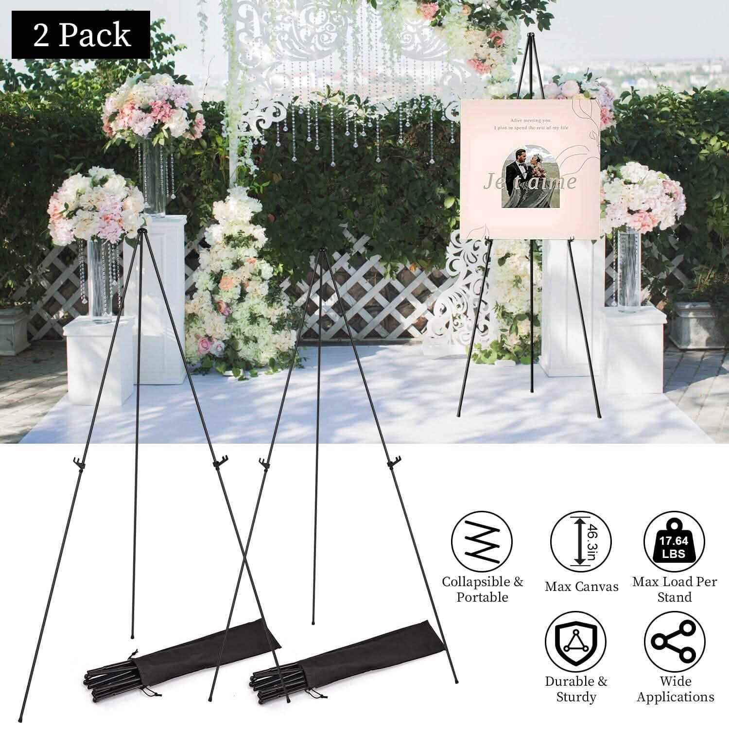 2-Pack: 61" Collapsible A Frame Tripod Easel Iron Alloy Drawing Stand DailySale