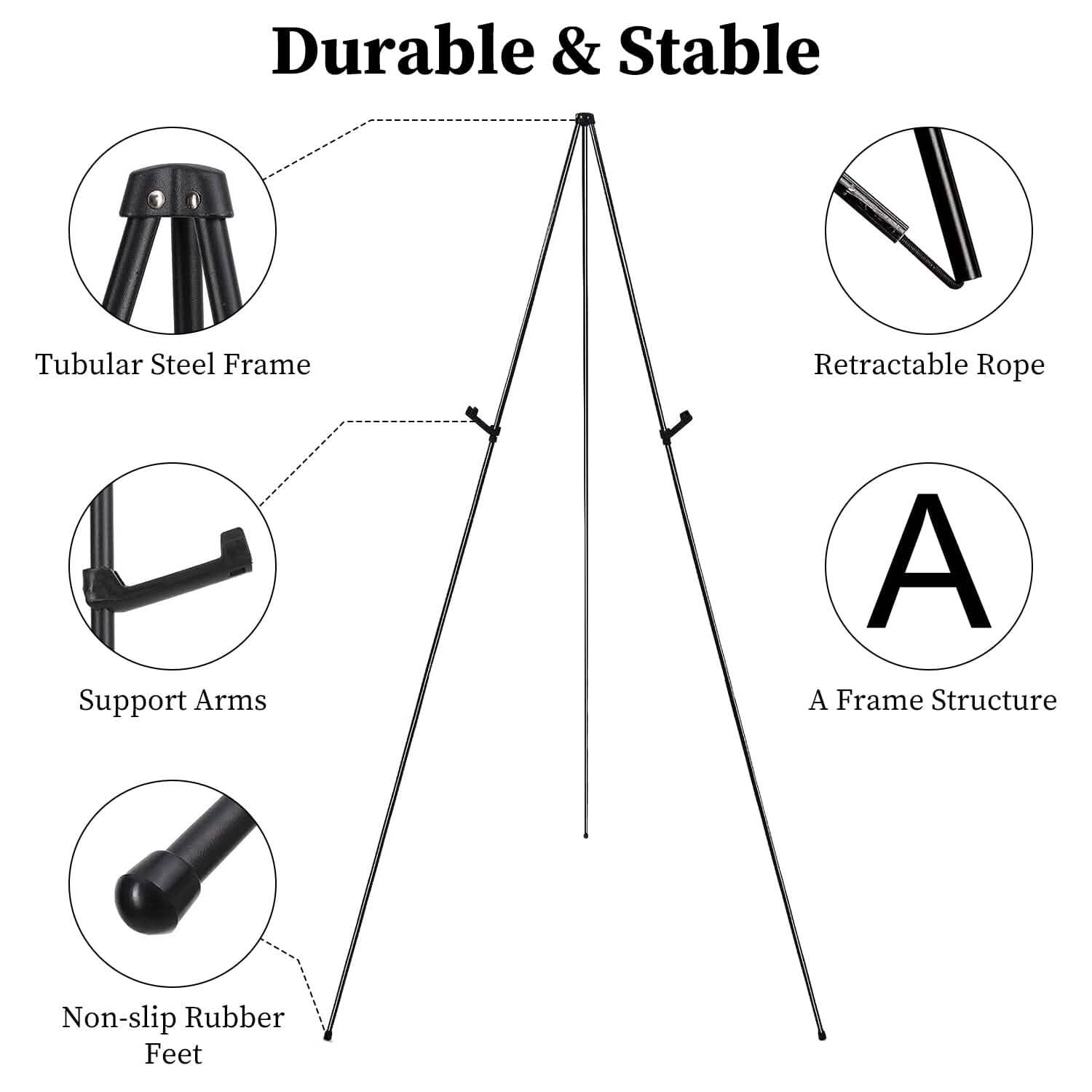 2-Pack: 61" Collapsible A Frame Tripod Easel Iron Alloy Drawing Stand DailySale