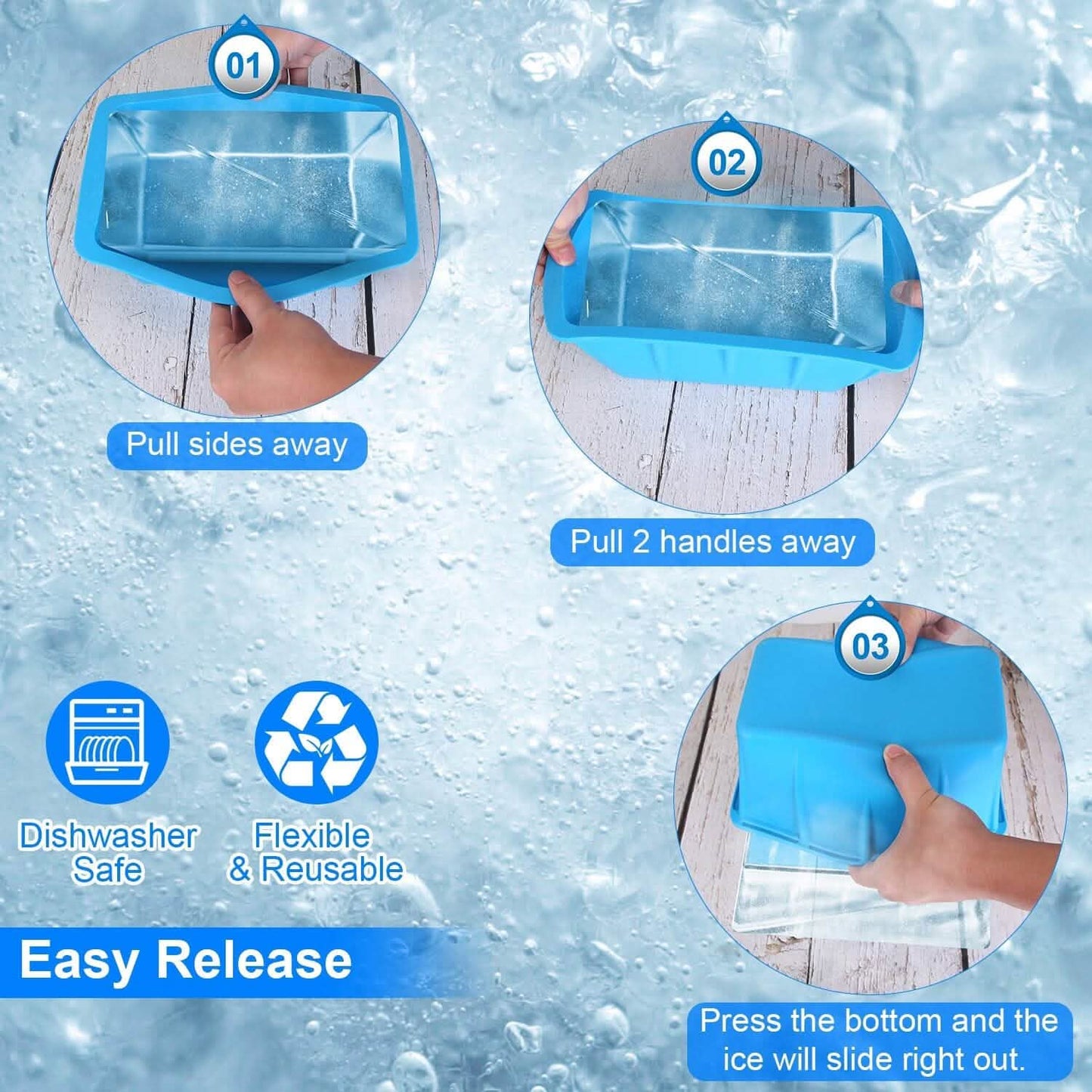 2-Pack: 6.6 lbs. Silicone Freezer Ice Block Molds DailySale
