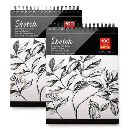 2-Pack: 9X12" 100 Sheets Spiral Sketch Pad DailySale