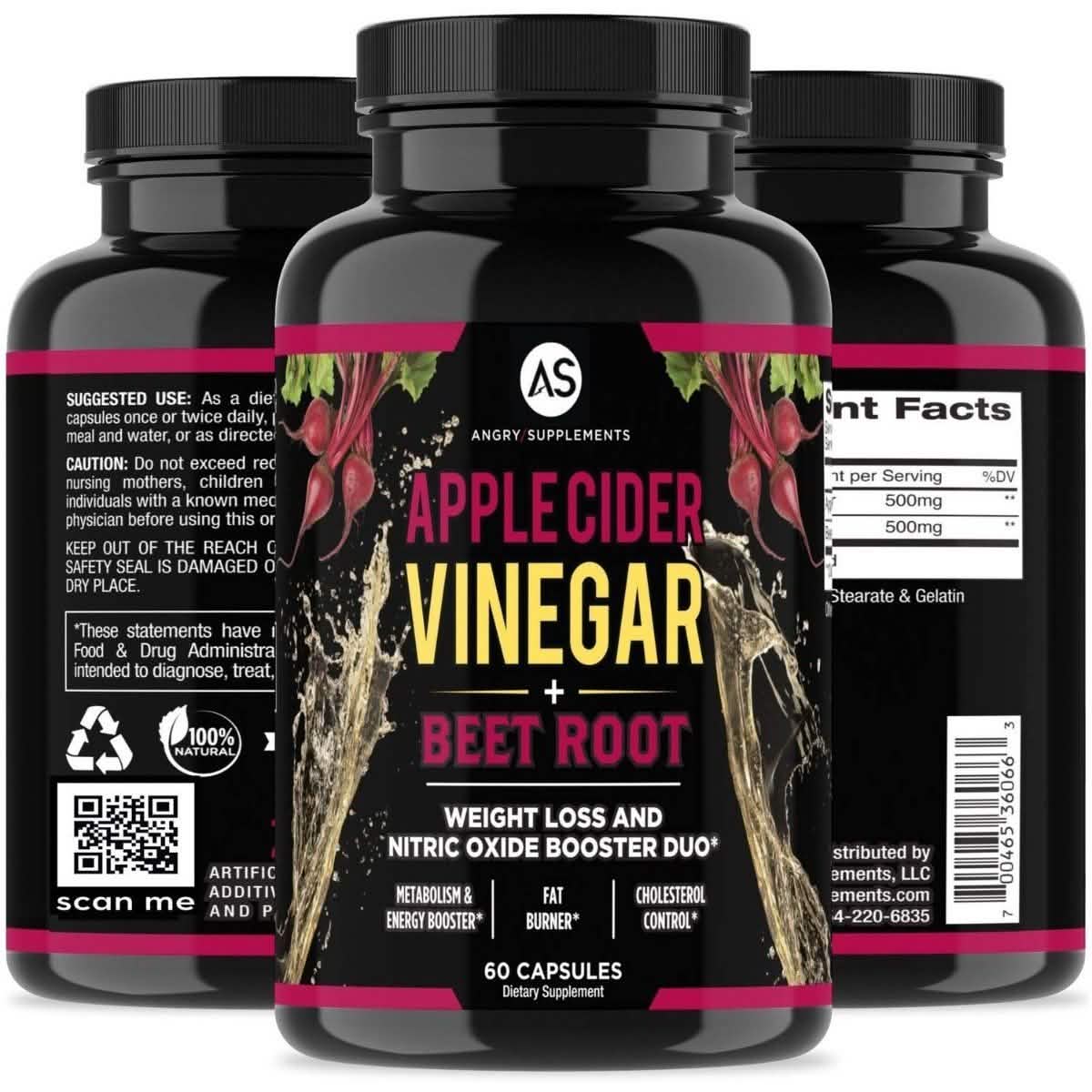 2-Pack: Angry Supplements Apple Cider Vinegar + Beetroot and Turmeric & Ginger Capsules DailySale