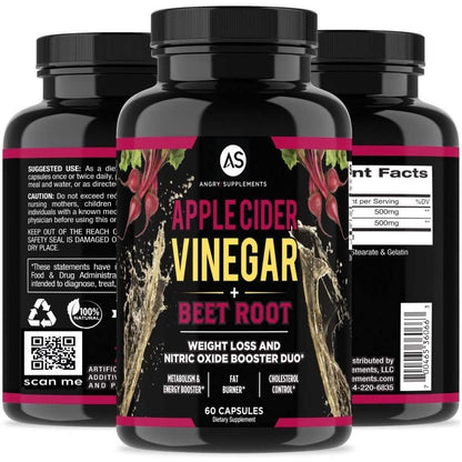 2-Pack: Angry Supplements Apple Cider Vinegar + Beetroot and Turmeric & Ginger Capsules DailySale