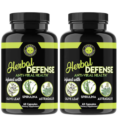 2-Pack: Angry Supplements Herbal Defense Anti Viral Immune Support, Spirulina Olive Leaf DailySale