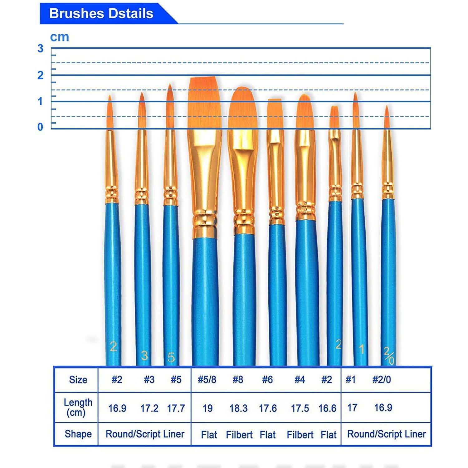 2-Pack: BOSOBO 10 Sizes Paint Brushes Set DailySale