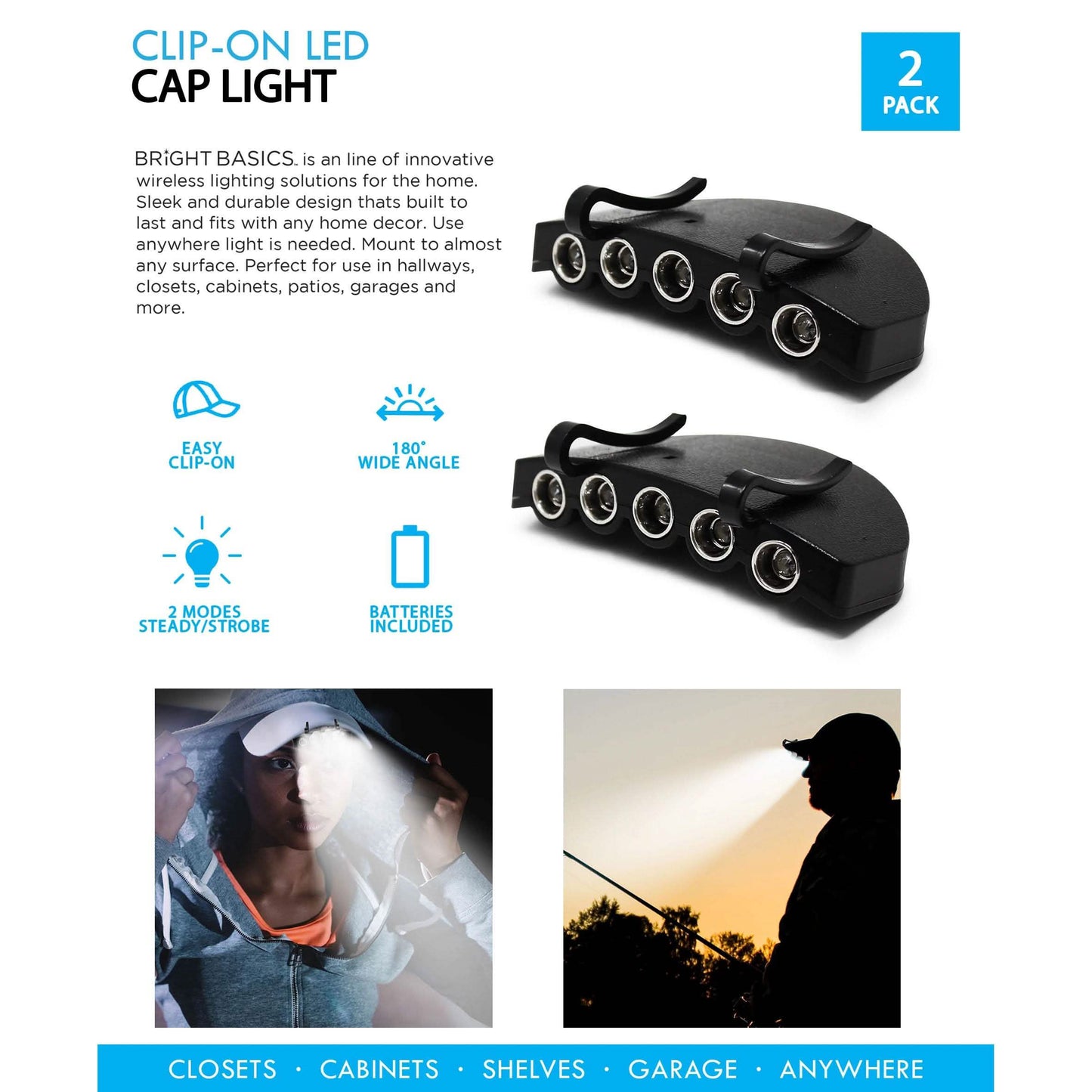 2-Pack: Bright Basics Clip-On LED Hat Lights DailySale
