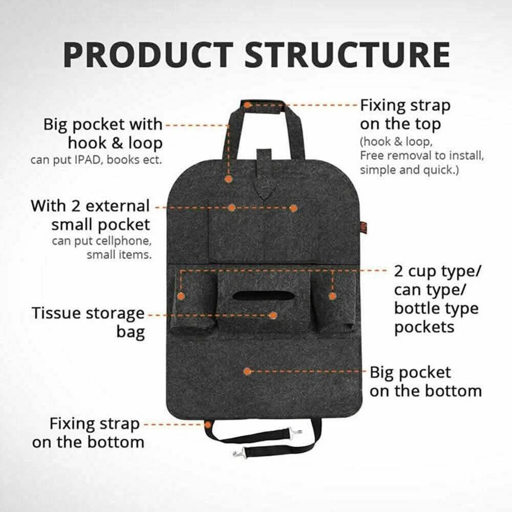 2-Pack: Car Seat Back Storage Bag Multifunctional Adjustable Backseat Storage Bag DailySale