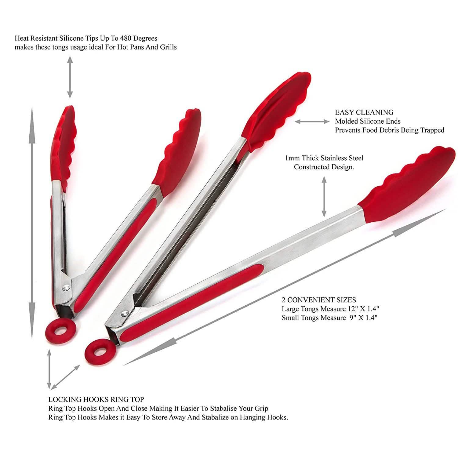 2-Pack: Chef's Star Premium Silicone Kitchen Tongs DailySale